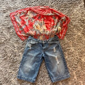 Max Studio kimono style scarf floral top (Medium)